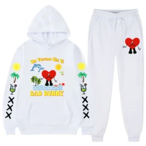 Bad Bunny Men’s Tracksuit Trend New Hooded 2 Pieces Set