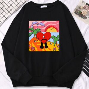 Bad Bunny Sad Love Heart Beach Sun Dolphin Palm Tree Sweatshirts